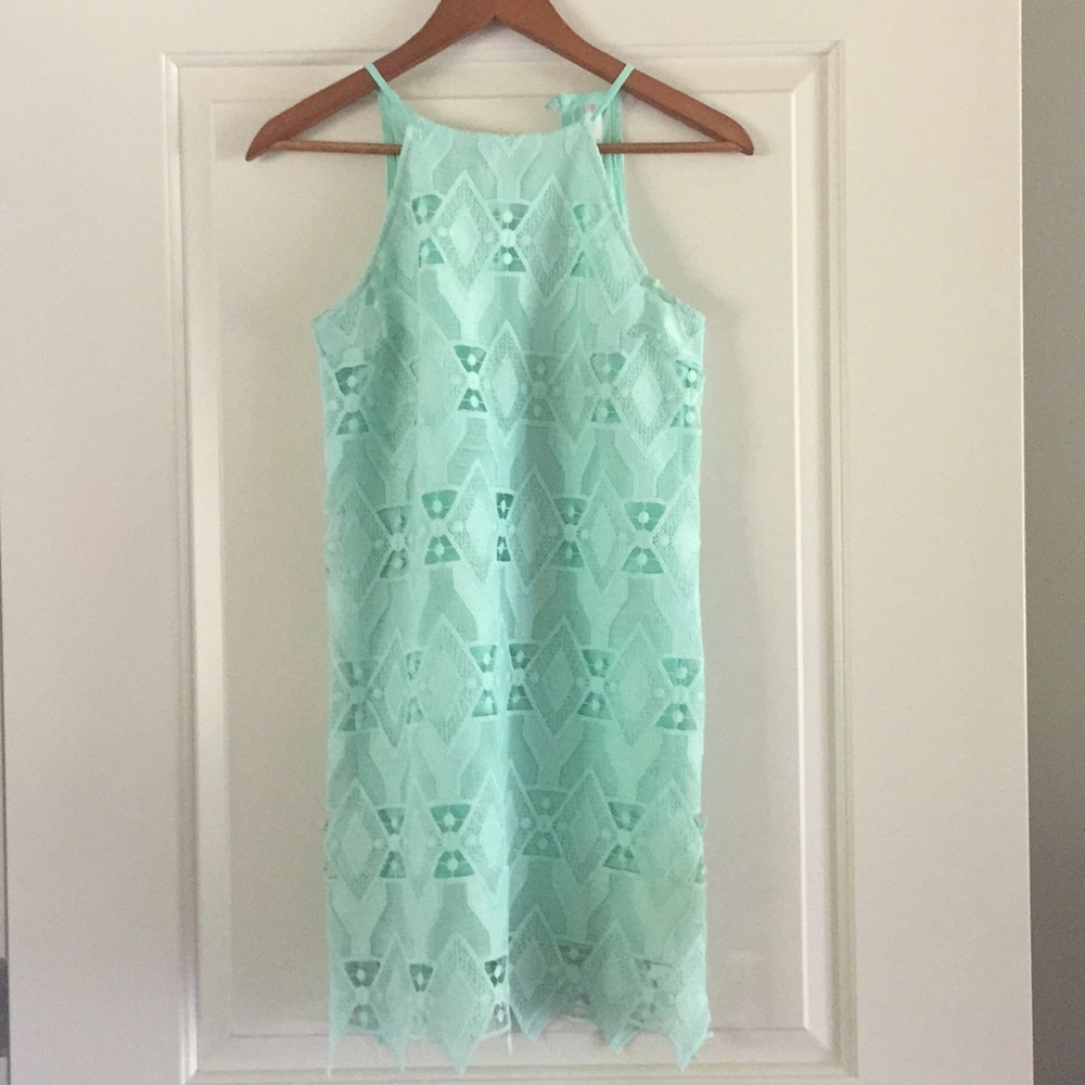 Teal Halter Summer Aztec Pattern Dress